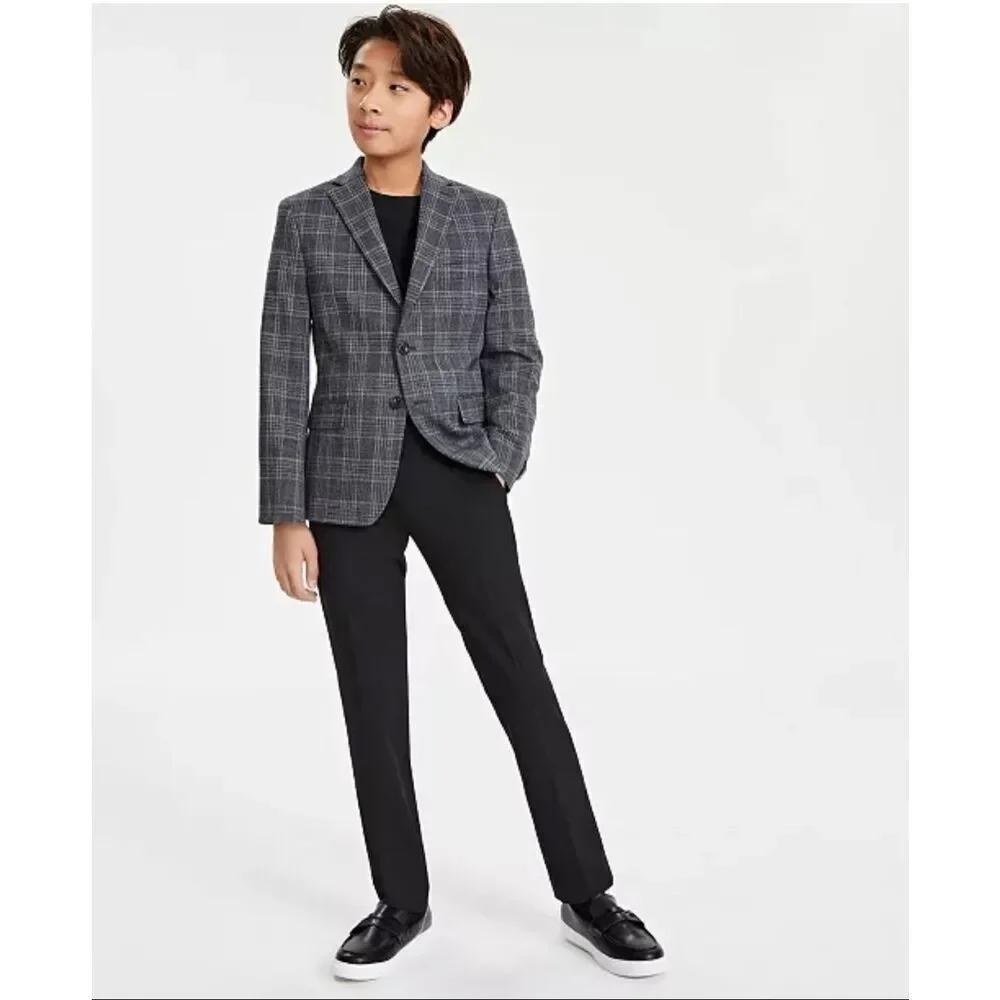 Michael Kors Youth Bkorba Classic Fit Plaid Suit Jacket Grey/Charcoal 16R